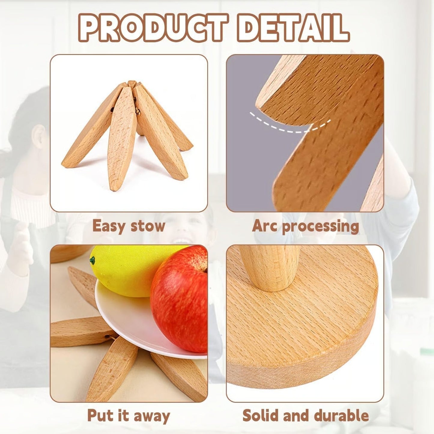 🔥Christmas Early Discount 56% Off✨Natural Tree Trivet Set - 4 Wooden Trivets & 1 Stand Like a Christmas Tree
